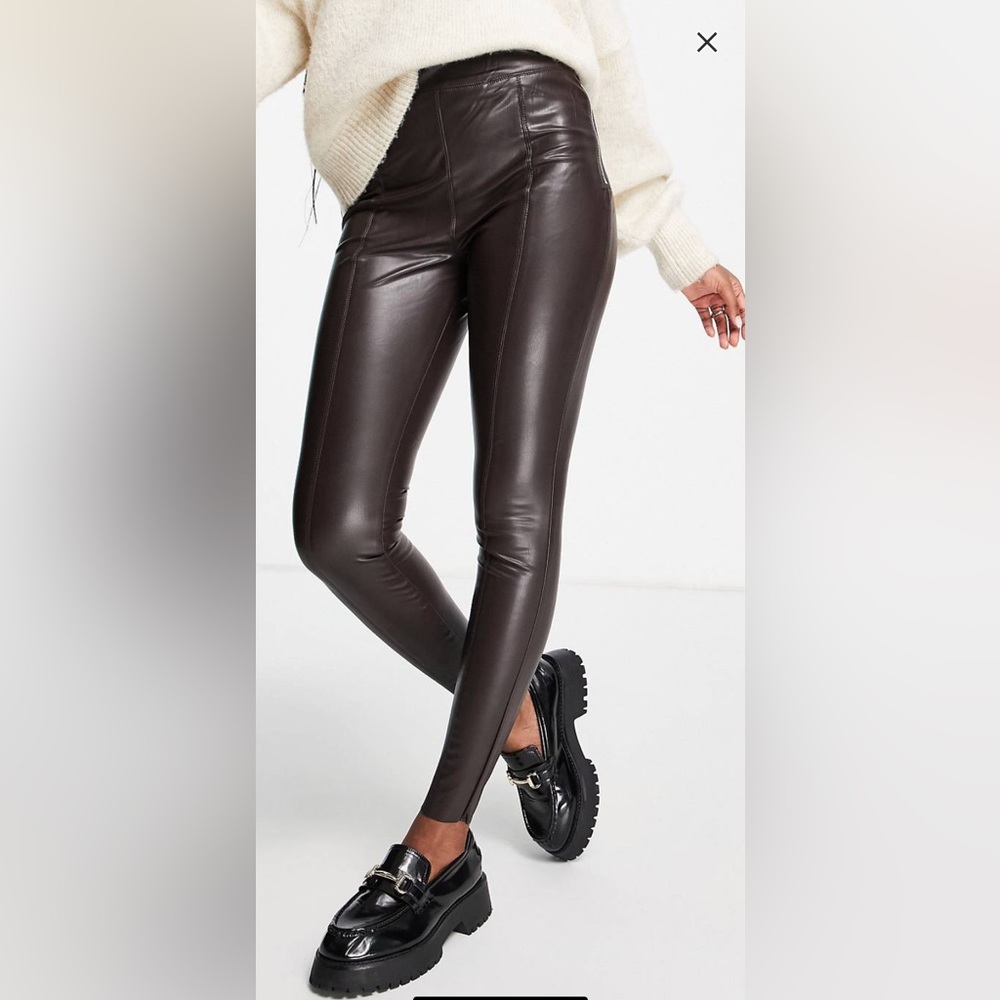 NWT River Island Brown Faux leather leggings - UK size 16